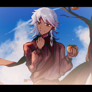 小伙吃柿子嘎嘎吃